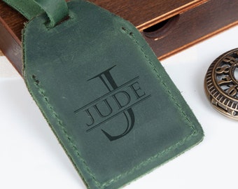 Personalized Leather Travel Tag - Custom ID Tag - Monogrammed Leather Lugggae Tags - Engraved Leather ID Tags - Wedding Favors - Travel Gift