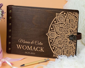 Wedding Guest Book Mandala Wedding Guestbook Ideas Boho Guestbook Custom Guest Book Wood Unique Wedding Guest Book Personalized Wedding Gift