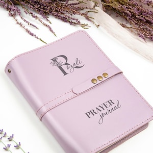 Personalized Prayer Journal - Engraved Leather Journal Notebook - Custom Refillable Journal - Christian Gift for Her - Bible Study Journal