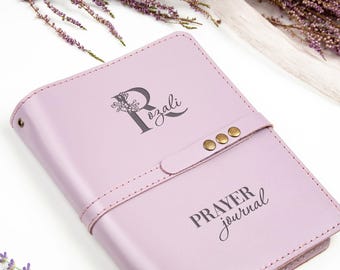 Personalized Prayer Journal - Engraved Leather Journal Notebook - Custom Refillable Journal - Christian Gift for Her - Bible Study Journal