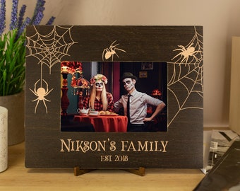 Original Wedding Frame Gothic Wedding Gift for Couple Spider Gift Personalized Picture Frame Vertical or Horizontal Halloween Frame 4x6, 5x7