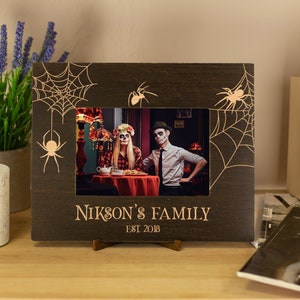 Original Wedding Frame Gothic Wedding Gift for Couple Spider Gift Personalized Picture Frame Vertical or Horizontal Halloween Frame 4x6, 5x7