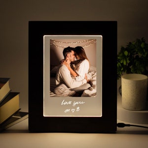 Valentines Day Gift Custom Photo Frame - Handwriting Gifts for Women or Men Personalized LED Frame - Romantic Gift for Boyfriend Girlfriend