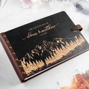 Travel Scrapbook Album Wedding Photo Album Personalized Wood Album Gift for Couple Destination Wedding Gift Adventure Book Anniversary Gift