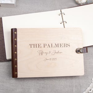 Vintage Wedding Guest Book, Wooden Wedding Keepsake Book for Wishes, Photos, Signatures, Personalized Wedding Reception Book