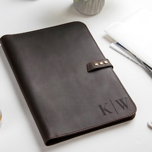 Aangepaste lederen portfolio, gepersonaliseerde notebookomslag, cadeau laat vaderdag, relatiegeschenk voor echtgenoot, vader, vriend, cadeau nieuwe baan