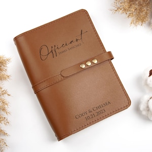 Libro de oficiante personalizado - Regalo de oficiante de bodas - Folleto de oficiante de cuero - Libro de ceremonia de bodas - Diario de oficiante personalizado