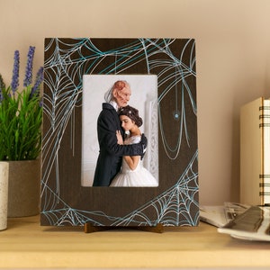 Halloween Picture Frame Spider Web Pattern Photo Frame Anniversary Gift for Couple Printable Frame 4x6 Photo Frame Halloween Party Decor