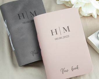 Personalized leather vow books - Wedding ceremony vow booklets - Luxury speech notebook - Wedding vow books set of 2 - His & Her vows