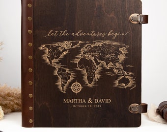Wedding Photo Album World Map Album Let the Adventures Begin Travel Photo Album Wanderlust Gift for Couple Wedding Gifts Ideas