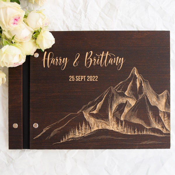 Rustic Mountain Guest Book - Adventure Book for Future Mr & Mrs - Personalized Wedding Guestbook - Custom Wedding Photo Book - Wedding Gifts