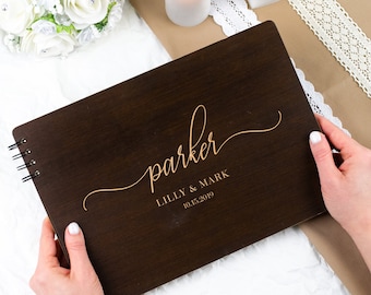 Wedding Guest Book Alternative Custom Wedding Guestbook Rustic Guest Book Personalized Wedding Guest Book Wooden Landscape Photo Guest Books