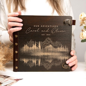 Adventure Photo Album Wooden Photo Album Personalized Gift for Couple Wedding Photo Gift Travel Photo Book Custom Scrapbook Album for Mr&Mrs