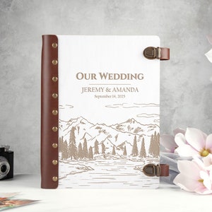 Wedding Photo Album Travel Personalized Photo Album Leather Wedding Gift Ideas Wooden Photo Album Landscape Mountain Adventure Photo Album