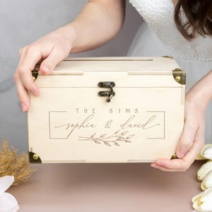 Personalisierte Hochzeitsbox für Karten & Geschenke, Moderne Hochzeitsumschlagbox mit Schlitz, Benutzerdefinierte Holzbox Hochzeitsdekor, Paar-Spardose