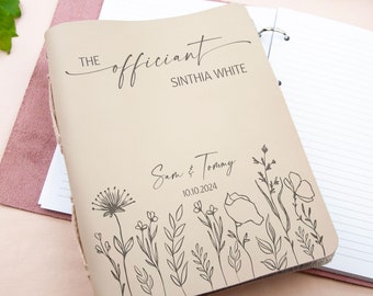 Personalized Officiant Book, Custom Wedding Officiant Journal for Speech Sermon Toast, Personalized Leather Proposal Gift for Pastor