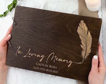 Memorial Guest Book, Celebration of Life Funeral Guest Book, Custom Wood Guestook, In Loving Memory Sign In Book, Engraved Guest Book