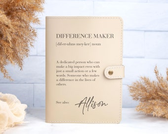 Difference Maker Journal with Name, Mentor Appreciation Gift, Difference Maker Definition Gift - Boss, Coworker, Leader, Coach, Mentor Gift