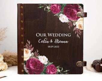 Floral wedding album - Personalized wedding gifts - 5th Wedding Anniversary album for parents - Rustic album with flower design