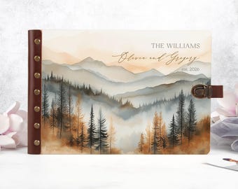 Mountains Wedding Photo Album - Custom Wedding Guest Book for Signs & Photos - Elegant Autumn Wedding Decor