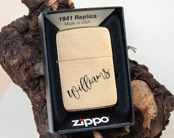 Accendini Zippo personalizzati con nome, accendini incisi, regali di Natale per uomo, firma personalizzata con scrittura a mano, regalo personalizzato per papà, figlio, marito