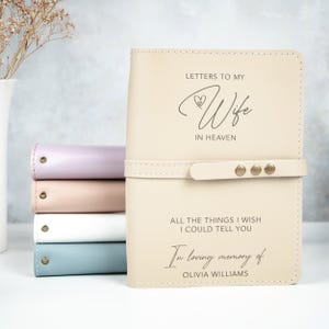 Cartas para a esposa no céu, presente de luto, caderno de couro personalizado, presente de simpatia personalizado, presente de pai de crianças, apoio ao luto