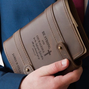 Personalized Leather Journal Prayer Journal Bible Study Journal Mens Leather Journal Custom Notebook Cover Christian Gift for Man
