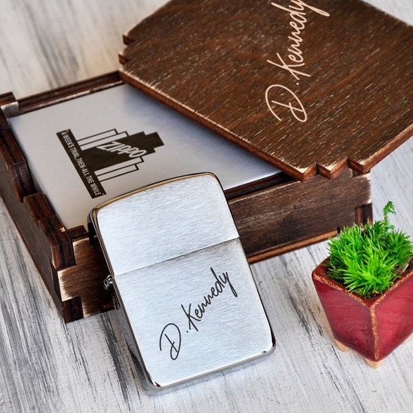 Briquet personnalisé avec gravure zippo, signature manuscrite personnalisée, cadeau personnalisé pour papa, cadeau fête des pères de la part d'un fils, cadeau mari