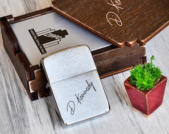 Briquet personnalisé avec gravure zippo, signature manuscrite personnalisée, cadeau personnalisé pour papa, cadeau fête des pères de la part d'un fils, cadeau mari