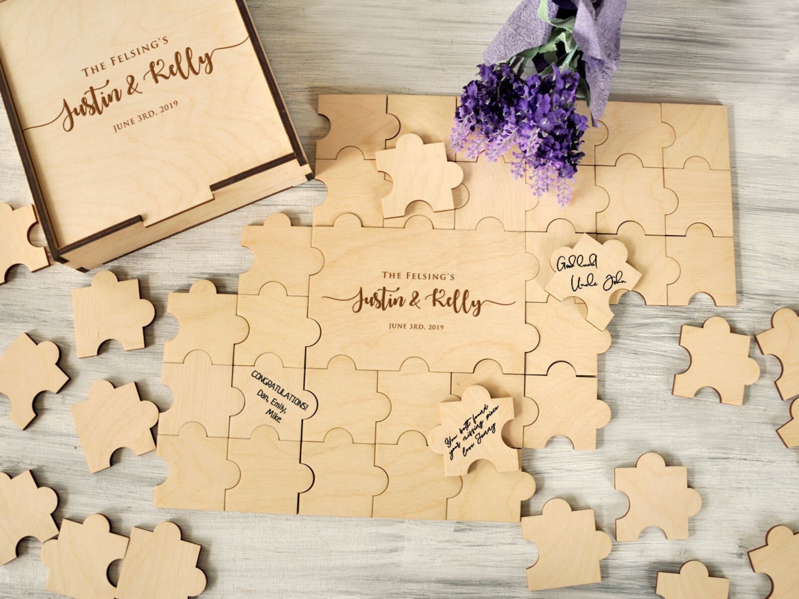 Alternative Wedding Guest Book Puzzle Custom Wedding Guestbook Etsy