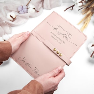 Cartas para minha filha no dia do casamento Diário de couro personalizado, presentes de chá de panela para a noiva da mãe Caderno de couro Livro de conselhos para a noiva