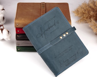Letters to Husband in Heaven, Custom Leather Notebook, Engraved Leather Journal, Thinking of You Gift, Gift for Loss, Mourning Support Gift