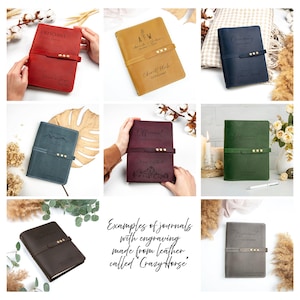 a collage of different colored leather notebooks