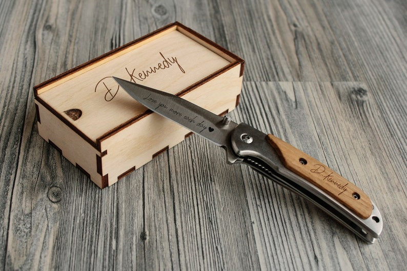 Personalized Engraved Knife Custom Pocket Knife Engraved Pocket Knife Engraved Knife Groomsman Gift for Men Custom Logo Knife Camping Gift image 8