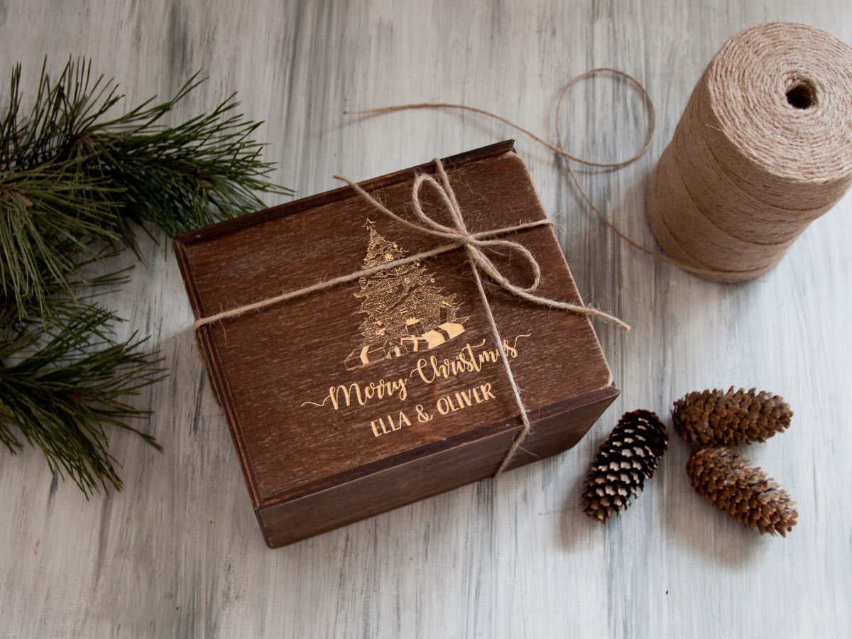 Personalized Storage Box Christmas Gift for Couple Rustic Wood Etsy
