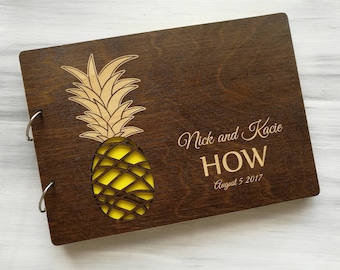 Pineapple Wedding Guest Book Hawaii Wedding Guestbook Tropical Wedding Guest Book Beach Wedding Guest Book Personalized Wedding Guest Book