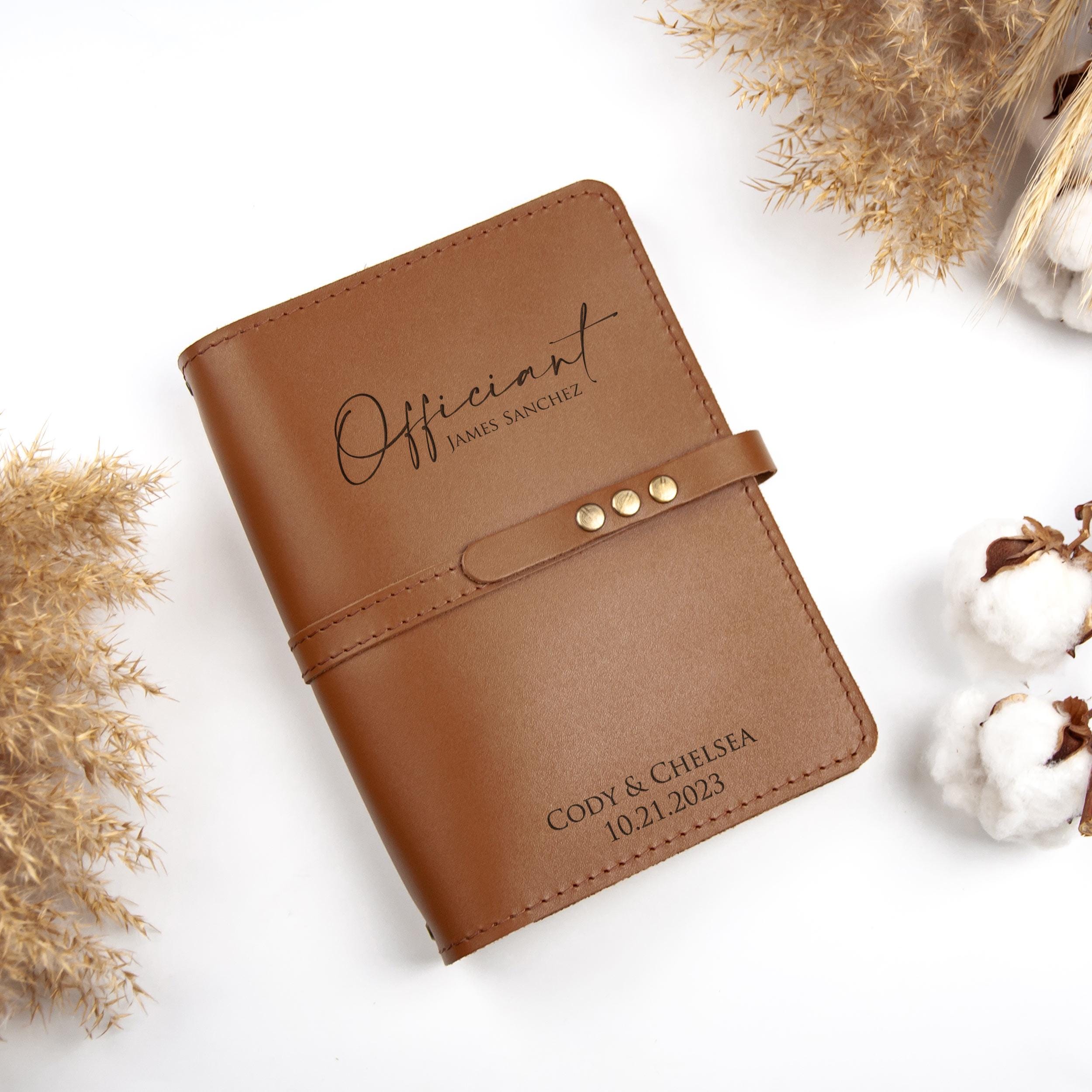 Personalized Officiant Book - Wedding Officiant Gift - Leather Offician Booklet - Wedding Ceremony Book - Custom Officiant Journal
