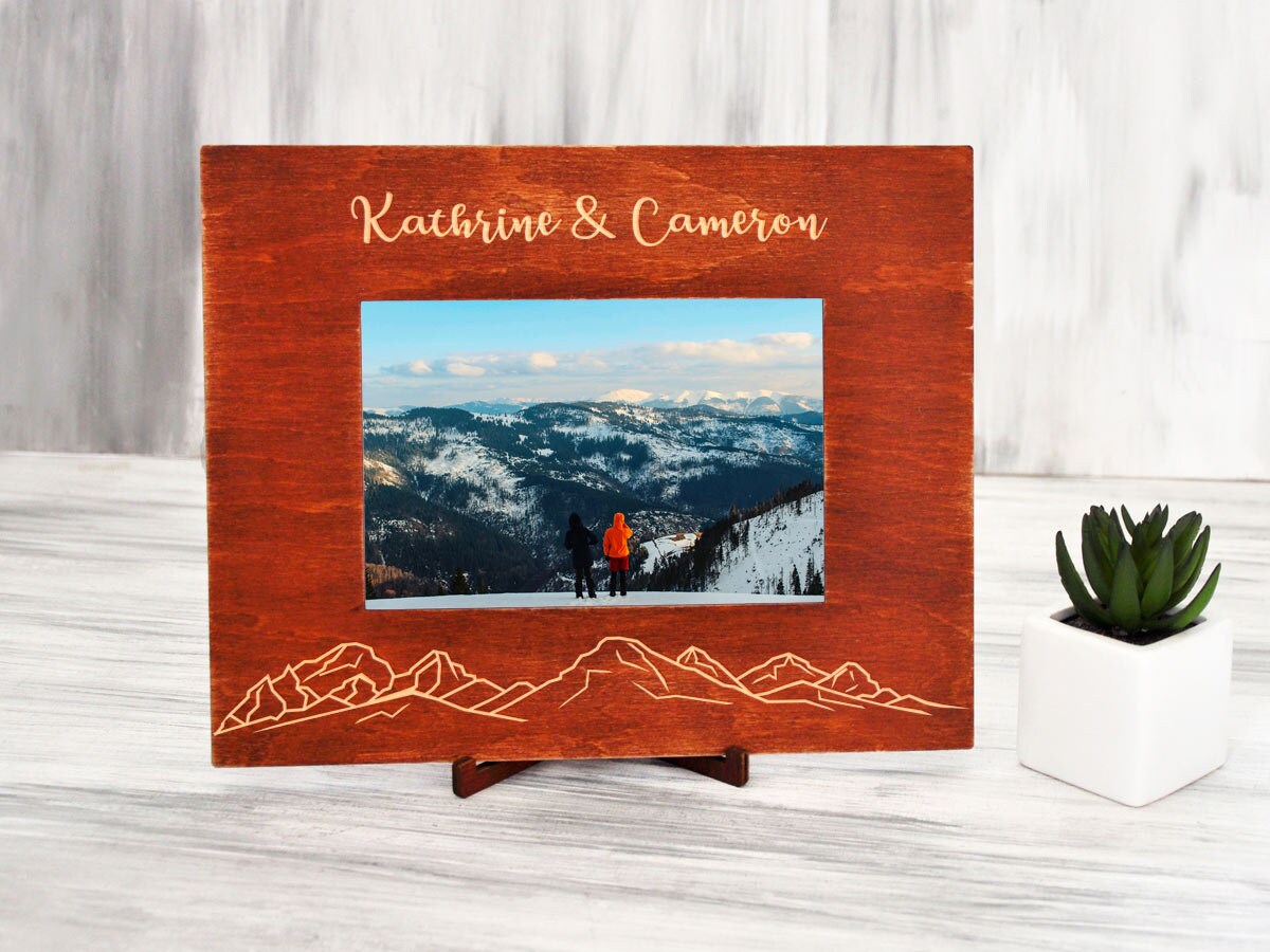 Details about   Custom Wood Picture Frame Mountains Honeymoon Gift Personalized Photo Frame 4x6" 
