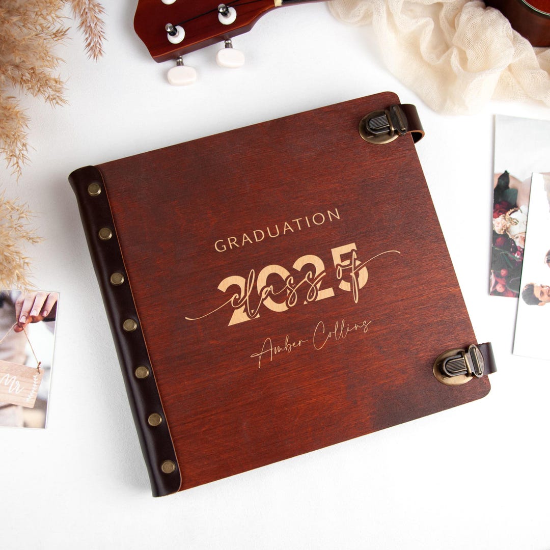Grad Album Wooden Photo Album for Graduation Gifts for Graduate Custom Grad Party ...