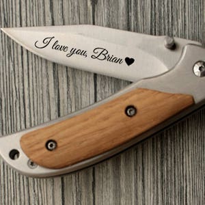 Engraved Knife Mens Gift Custom Pocket Knife Personalized Gift for Men Fathers day Gift Custom Gift for Dad Personalized Knife Gift for Him image 3