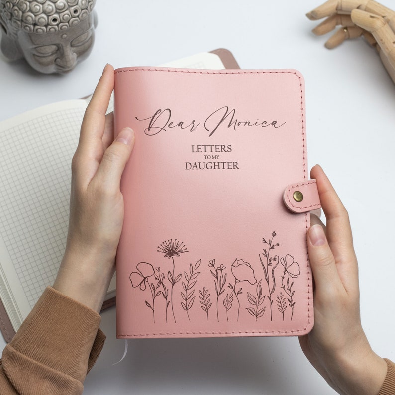 Briefe an meine Tochter Personalisiertes nachfüllbares Leder-Journal Notebook Mama, Geschenk Nachdenkliche Geschenke Tochter Geschenk für Brautparty Pink