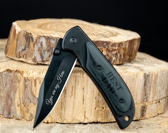 Engraved Pocket Knife - Personalized Fathers Day Gift from Son - Custom Folding Pocket Knife - 1st Fathers Day Gift  from Wife - Dad Gifts