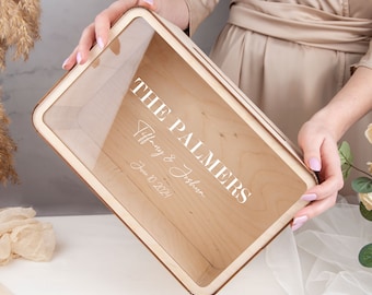 Personalisierte Kartenbox, Hochzeitsandenken-Box Karten- und Geschenkbox für Hochzeitsdekor Benutzerdefinierte Hochzeitsbox mit Schlitz, elegante Umschlagbox