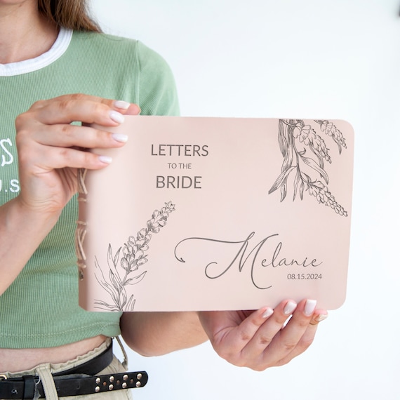 Bride Advice Book Personalized Bride Journal Letters to the Bride, Bridal Shower Guest Book, Gift for the Bride to Be, Egraved Leather Book