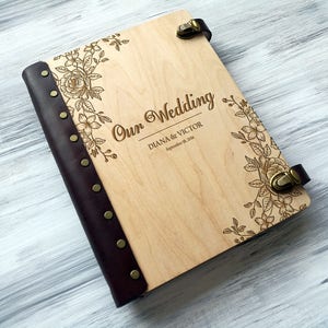 Wedding Photo Album Personalized Photo Album Custom Wedding Gift Wooden Photo Album Wedding Gift Ideas Gift for Couple Rustic Photo Gifts image 4