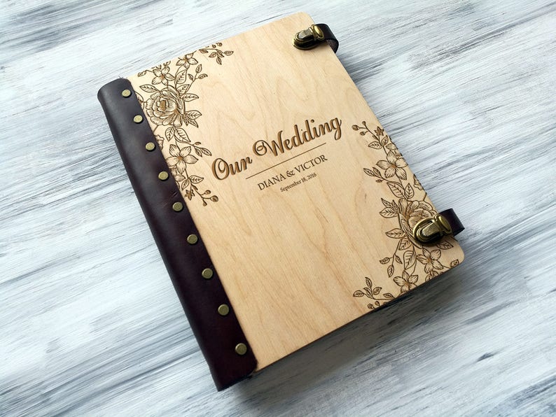 Wedding Photo Album Personalized Photo Album Custom Wedding Gift Wooden Photo Album Wedding Gift Ideas Gift for Couple Rustic Photo Gifts image 4