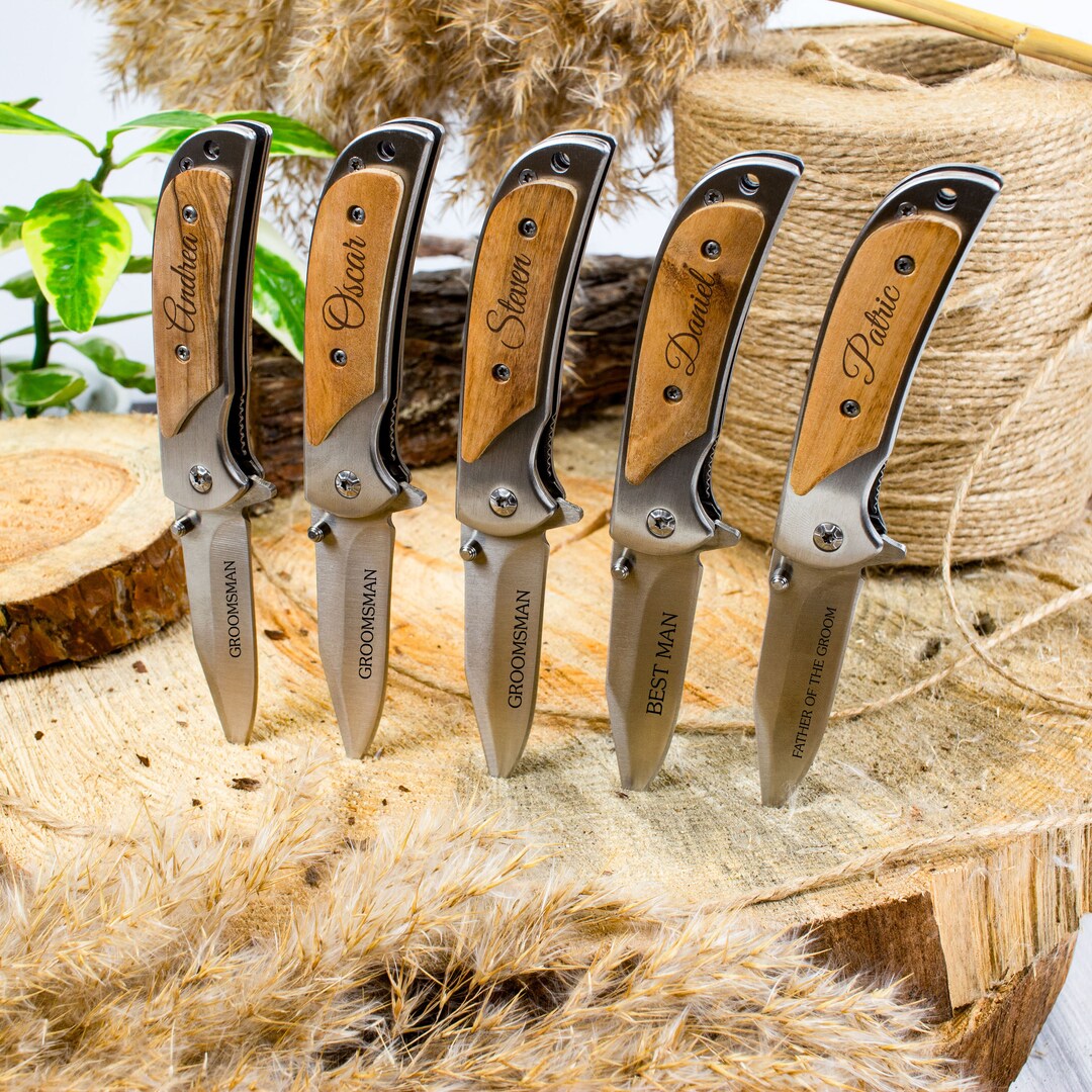 Personalized Pocket Knives Set of 5 Engraved Knives Etsy