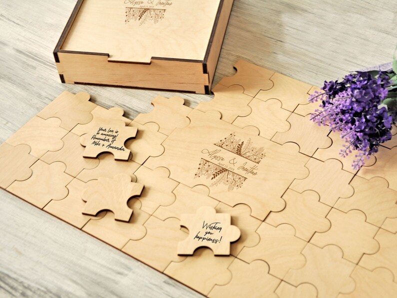 Puzzles Guestbook Rustic Wedding Guest Book Alternative Etsy