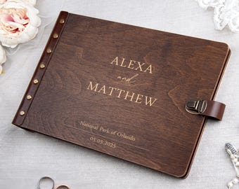 Wedding Guest Book Alternative, Wooden Guest Book Sign for Wedding Reception, Hardcover Wedding Keepsake Guestbook, Rustic Wedding Album
