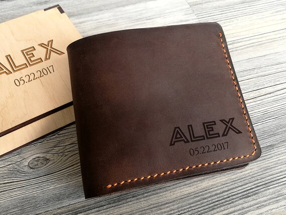 Personalized Men's Leather Wallet Custom Engraved | Etsy